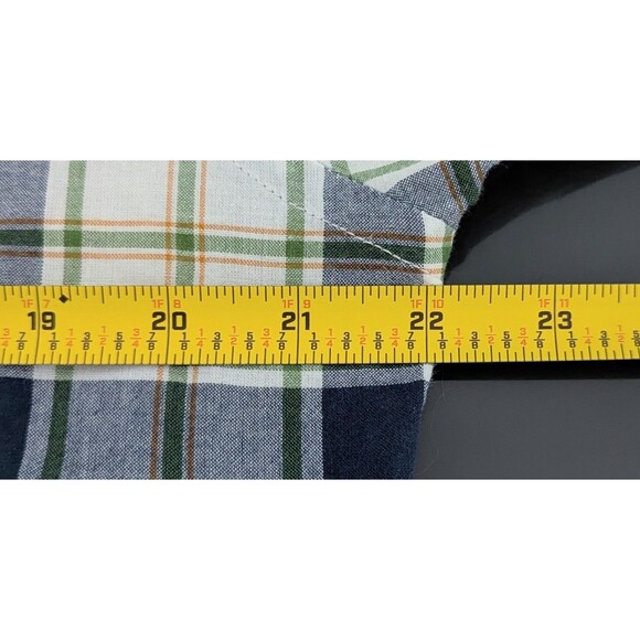 Todd Snyder Madras Check Button Down Long Sleeve Shirt Men's Large Navy Green - Picture 9 of 10